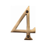 M Marcus Heritage Brass Numeral 4 - Face Fix 76mm Slimline font